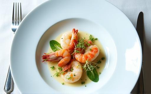 A beautifully plated seafood dish from the Odyssey Menu.